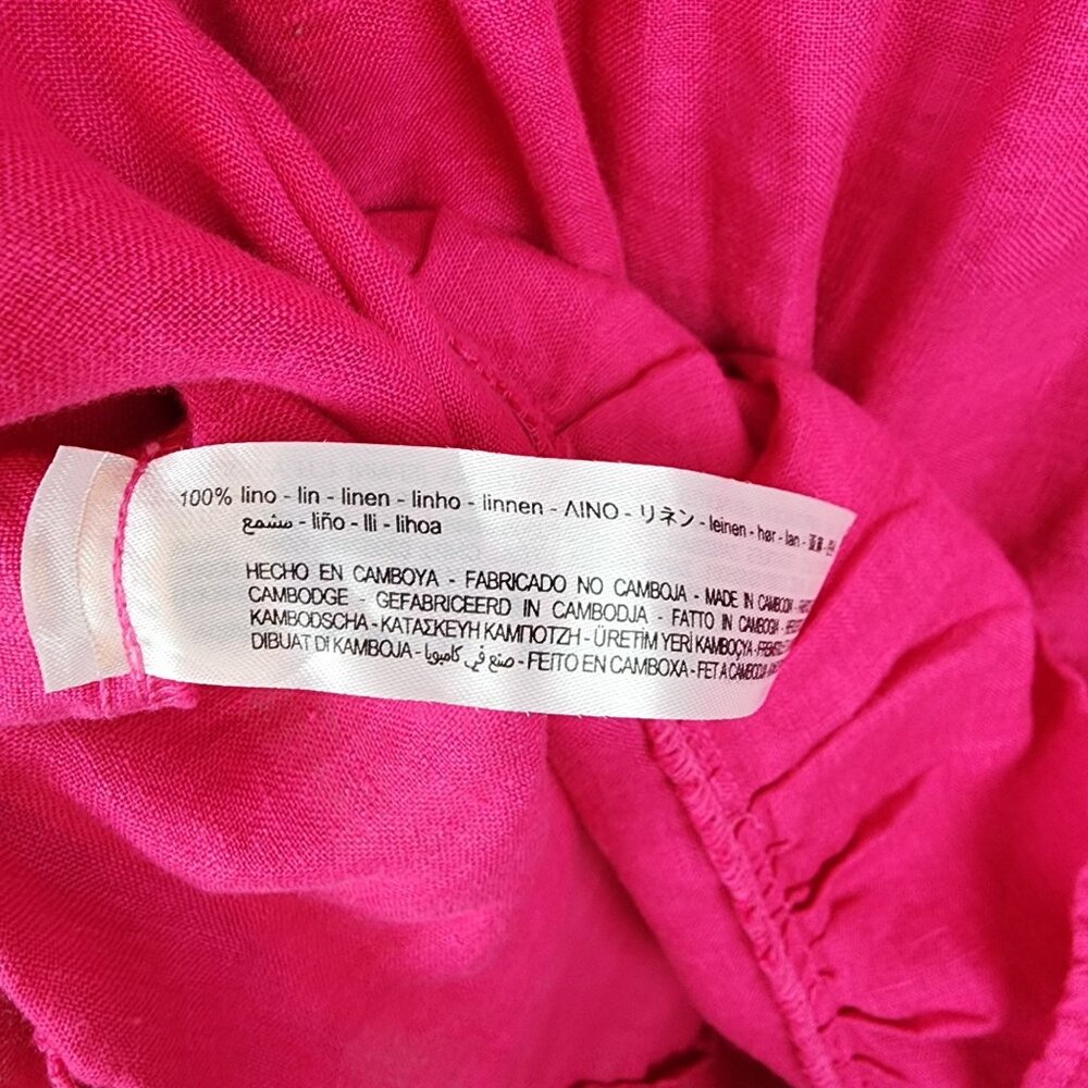 Zara pink mini dress Linen sz XS summer beach sundress - Picture 4 of 8